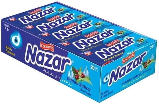 Nazar Şekersiz Beyaz Nane Aromalı Sakız Damlaları 5 x 20 Adet