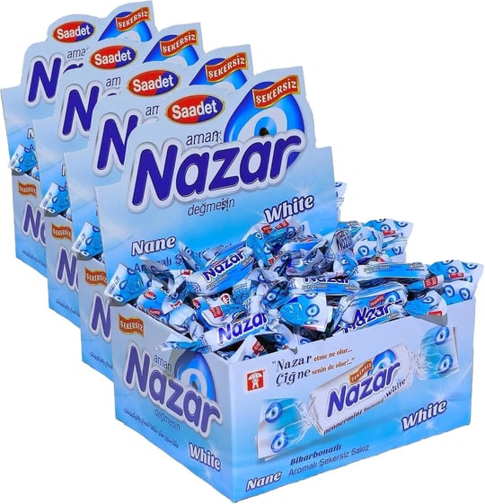 Nazar Şekersiz Beyaz Nane Aromalı Sakız Damlaları 100 Adet