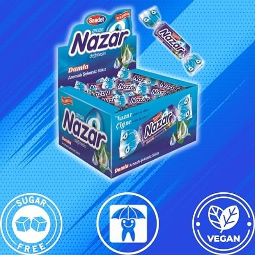 Nazar Şekersiz Nane Aromalı Sakız Damlaları 100 Adet