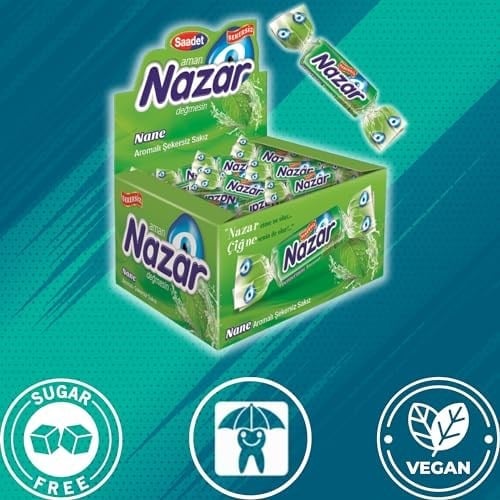 NAZAR Şekersiz Sakız 100lü Kutu Nane