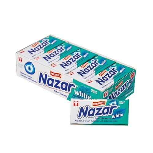 Nazar White Bikarbonatlı Şekersiz Sakız 5li 20 paket (Toplam 100 adet)