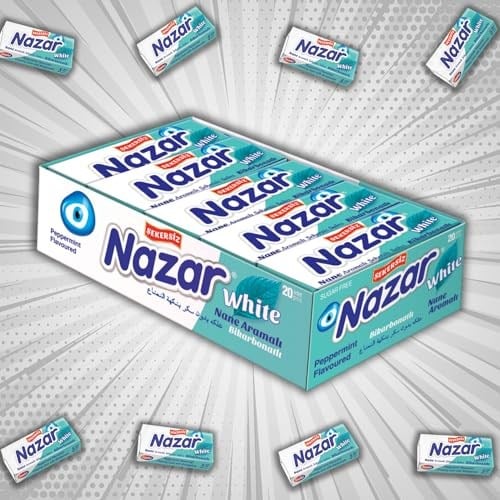 Nazar White Bikarbonatlı Şekersiz Sakız 5li 20 paket (Toplam 100 adet)