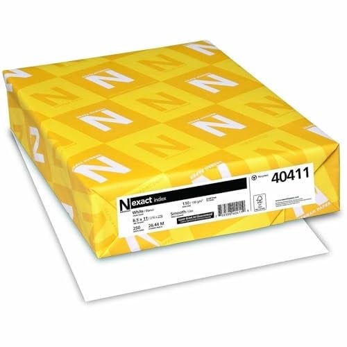 Neenah Tam%30 Geri Dönüştürülmüş Ekstra Ağır Siklet Kartı Stoku, 8 1/2 in. x 11 in., 110 lbs, Beyaz, 250 Sayfalık Pk, 40411