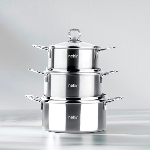 Nehir Silver 6 Parça Paslanmaz Çelik Mini Tencere Seti (12-14-16 cm)