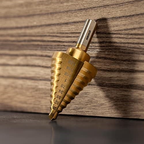 NEIKO 10194A Titanyum Kademeli Matkap Ucu, Yüksek Hızlı Alaşımlı Çelik, Ahşap ve Metal İçin Delik Genişletici, 0.6-3.5 cm Arası 10 Kademeli Boyut
