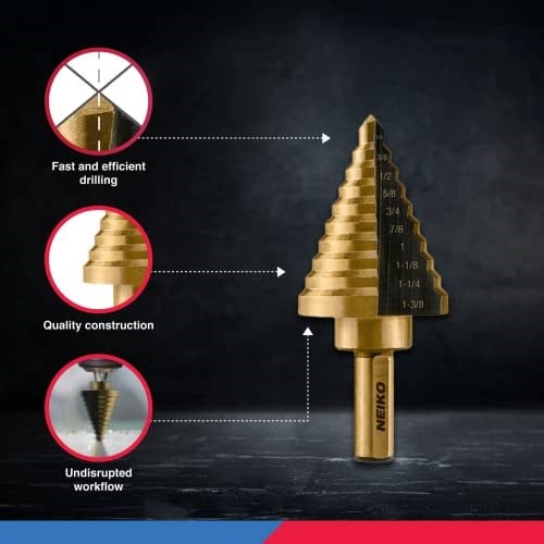 Neiko® 10197A Titanyum Kademeli Matkap Ucu Seti HSS | 5 Parçalı | Toplam 50 Boyut