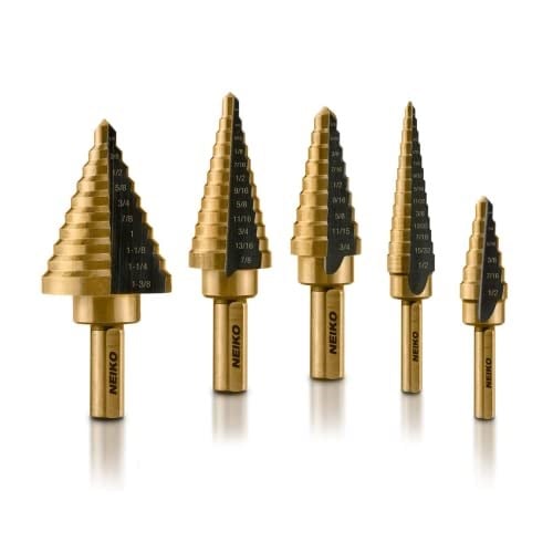 Neiko® 10197A Titanyum Kademeli Matkap Ucu Seti HSS | 5 Parçalı | Toplam 50 Boyut