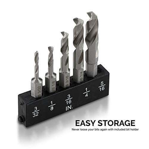 NEIKO 11402A küt matkap ucu seti, metal için, 5 parça, 1/4 inç hızlı değiştirilen altıgen şaft | M2 yüksek hızlı çelik | hızlı değiştirme mandren ve tahrik değişimi için | matkap ucu tutucu dahildir