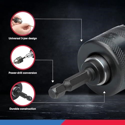 Neiko® 20754 bir 3/8 CHUCK dönüştürücü, Quick Change şaftlı sürücüler için | 1/2 adaptör dahil