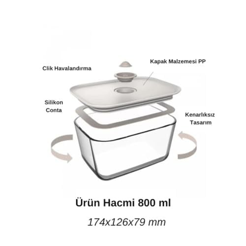 Neoflam Fika Clik Bej Dikdörtgen Saklama Kabı 800 ml