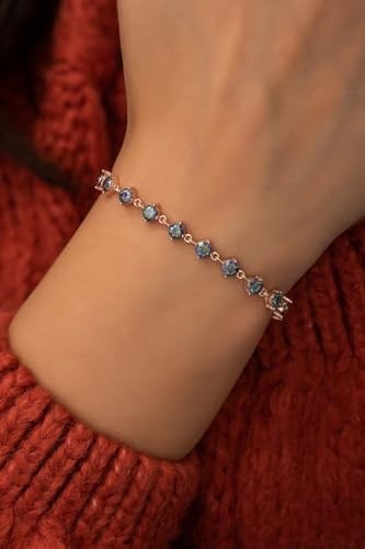 NEREZE 925 Ayar Asansörlü Mistik Topaz Taşlı Bileklik Kadın Gümüş Bileklik