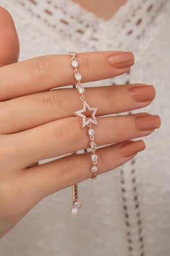 NEREZE 925 Ayar Asansörlü Yıldız Bileklik Kadın Gümüş Bileklik