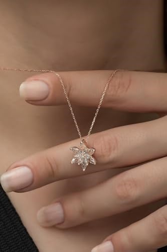 NEREZE 925 Ayar Beyaz Lotus Çiçeği Kolye Kadın Gümüş Kolye