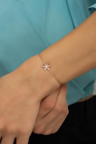 NEREZE 925 Ayar Gümüş Beyaz Taşlı Lotus Çiçeği Bileklik