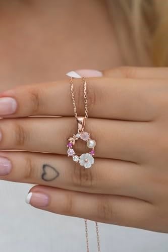 NEREZE 925 Ayar Gümüş Manolya Çiçeği Model Bahar Çiçeği Kolye