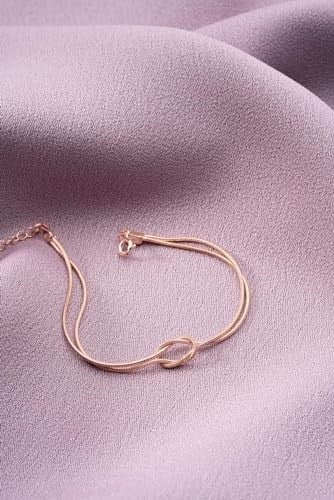 NEREZE 925 Ayar Gümüş Rose Kaplama Düğüm Model Bileklik