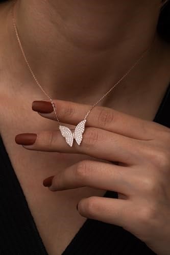 NEREZE 925 Ayar Kelebek Kolye Kadın Gümüş Kolye