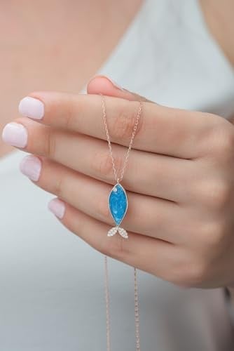 NEREZE 925 Ayar Mineli Balık Kadın Gümüş Kolye
