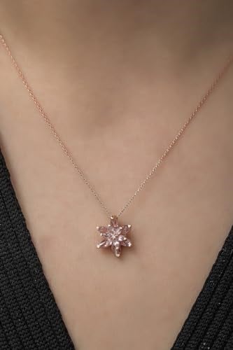 NEREZE 925 Ayar Pembe Lotus Çiçeği Kolye Kadın Gümüş Kolye