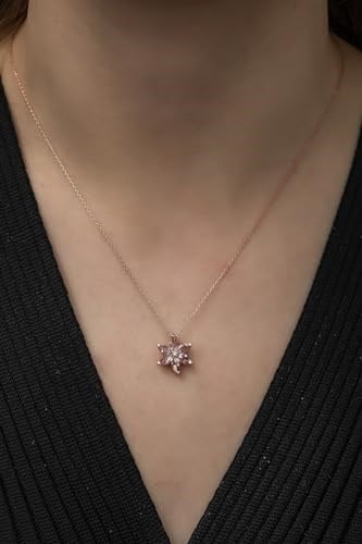 NEREZE 925 Ayar Pembe Lotus Çiçeği Kolye Kadın Gümüş Kolye