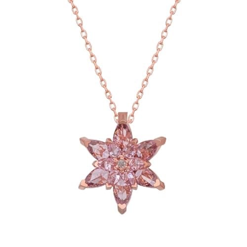 NEREZE 925 Ayar Pembe Lotus Çiçeği Kolye Kadın Gümüş Kolye