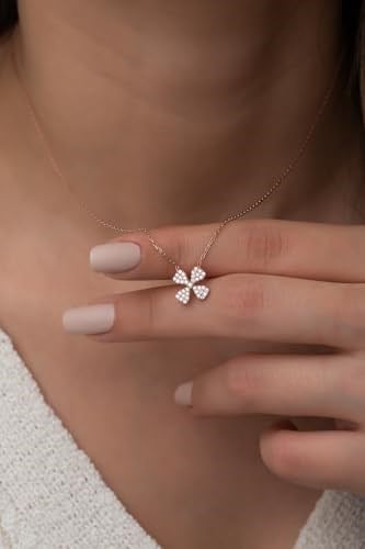 NEREZE 925 Ayar Rose Minik Yonca Kolye Kadın Gümüş Kolye