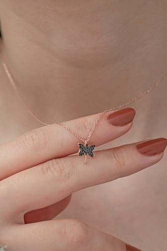 NEREZE 925 Ayar Siyah Minik Yusufcuk Kolye Kadın Gümüş Kolye