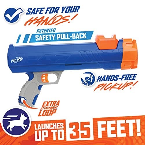 Nerf Dog 30 cm Blaster w/o Ball Clip 3 5 cm Squeak Tenis Topları - Opak Mavi/Turuncu/Gri ve Turuncu ve Mavi ve Yeşil - Seçenekler: 3.8 Inch, Small