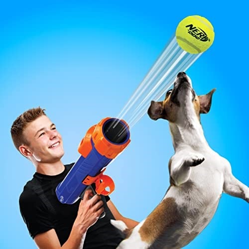 Nerf Dog 30 cm Blaster w/o Ball Clip 3 5 cm Squeak Tenis Topları - Opak Mavi/Turuncu/Gri ve Turuncu ve Mavi ve Yeşil - Seçenekler: 3.8 Inch, Small