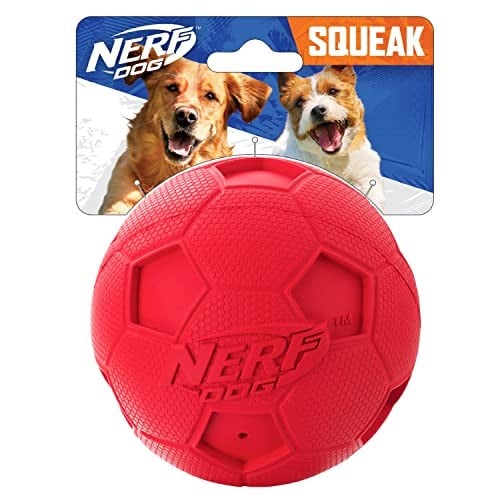 Nerf Dog İnteraktif Squeaker ile Futbol Topu Köpek Oyuncağı, Hafif, Dayanıklı ve Suya Dayanıklı, 10 cm, Orta/Büyük Irklar için, Tek Birim, Kırmı - Seçenekler: 2.5inches, 2.5inches (2 paketi), 4-inches