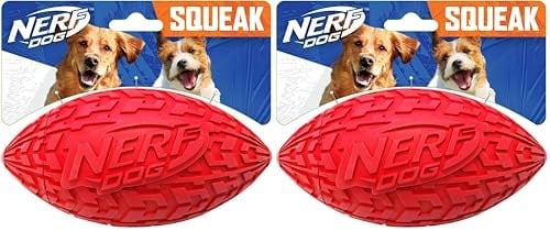Nerf Dog İnteraktif Squeakerlı Lastik Futbol Köpek Oyuncağı, Hafif, Dayanıklı ve Suya Dayanıklı, Orta/Büyük Irklar için 15 cm Çap, Tek Birim, Kırmızı (2 paketi) - Seçenekler: 6 in, 6 in (2 paketi)