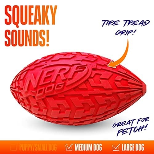 Nerf Dog İnteraktif Squeakerlı Lastik Futbol Köpek Oyuncağı, Hafif, Dayanıklı ve Suya Dayanıklı, Orta/Büyük Irklar için 15 cm Çap, Tek Birim, Kırmızı (2 paketi) - Seçenekler: 6 in, 6 in (2 paketi)