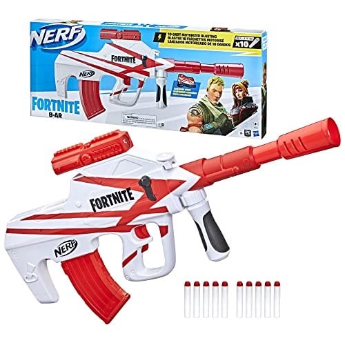 NERF Fortnite B-AR Motorlu Dart Blaster - Fortnite Converge Wrap, Motorlu 10-Dart Patlatma, 10 Dart Klipsi, 10 Resmi Elit Dart