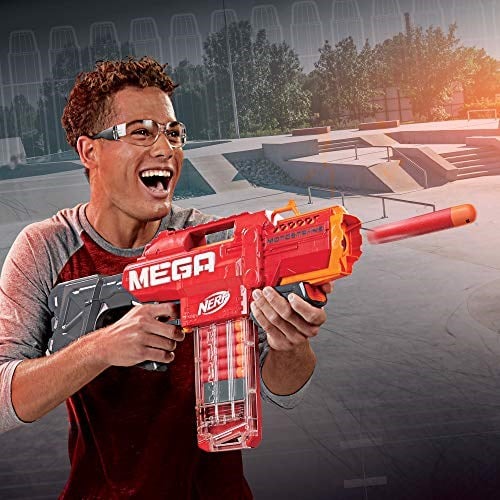 Nerf Mega Motostryke Pilli Dart Tabancası - 10 Dart Kapasiteli Şarjör ve 10 Orijinal Mega Dart Dahil - Otomatik Oyuncak Silah