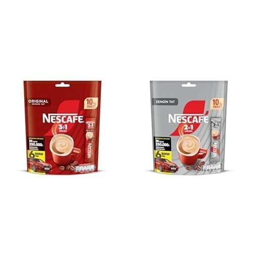 NESCAFÉ 3ü 1 Arada Original Çözünebilir Kahve Karışımı 10lu Paket (10 x 17,5 g) ve 2si 1 Arada Çözünebilir Kahve Karışımı 10lu Paket (10 x 10 g)
