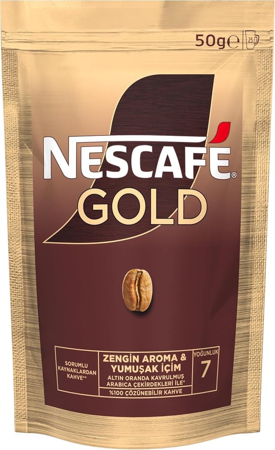 Nescafé Gold Çözünebilir Kahve Ekopaket, 200 g - Seçenekler: 50 g, 50 g (2 paketi), 50 g (6 paketi), 100 g...