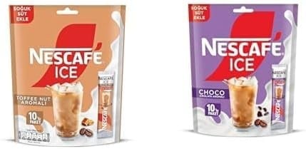 NESCAFÉ Ice – Toffee Nut Aromalı 10lu Paket (10x10.6 G) ve NESCAFÉ Milky Ice Choco Çikolata Aromalı 10lu Paket (10x10.6 G)