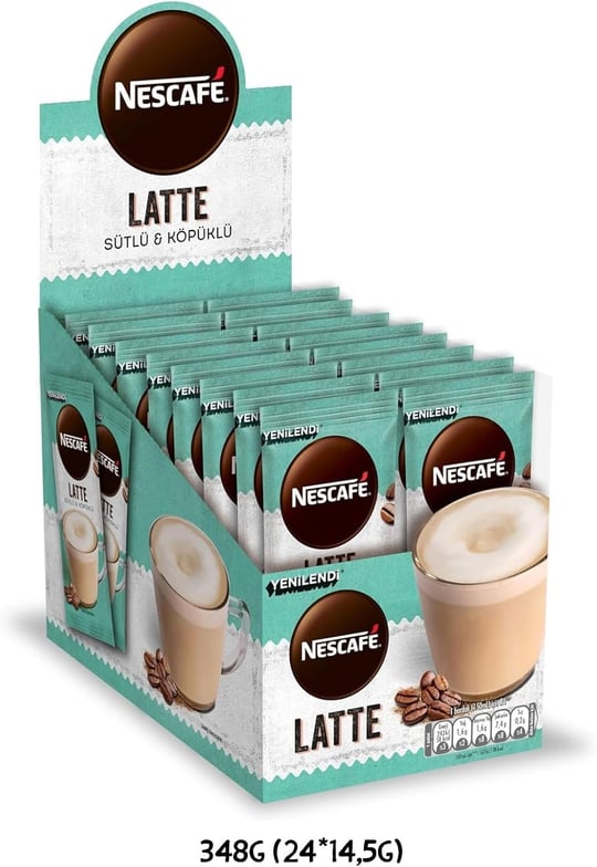 NESCAFÉ Latte Sütlü ve Köpüklü Çözünebilir Kahve Karışımı 14.5 g x 24 - Seçenekler: Cappuccino, Latte, Mocha, 14.5 Gram x 9 Adet...