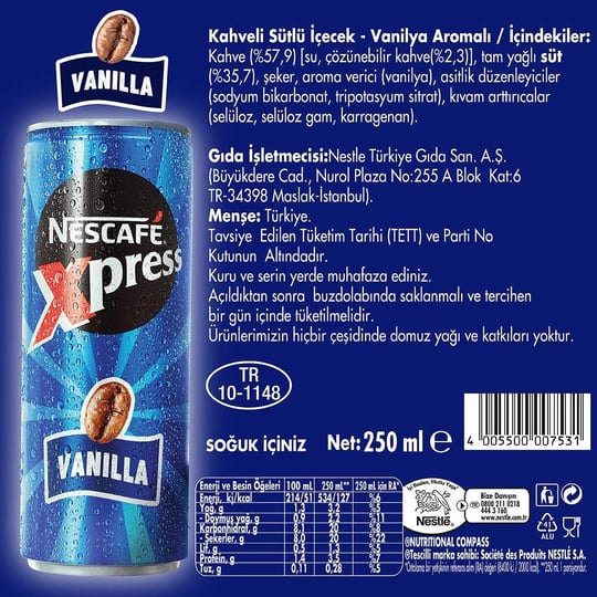 Nescafé Xpress Vanilla Soğuk Kahve 250 ml 2li paket - Seçenekler: 250 Ml, 250 Ml (2 paketi), 250 Ml 3lü paket