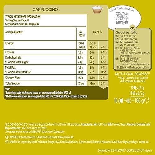 Nescafe Dolce Gusto Cappuccino 16 Kapsül 186.4 Gr