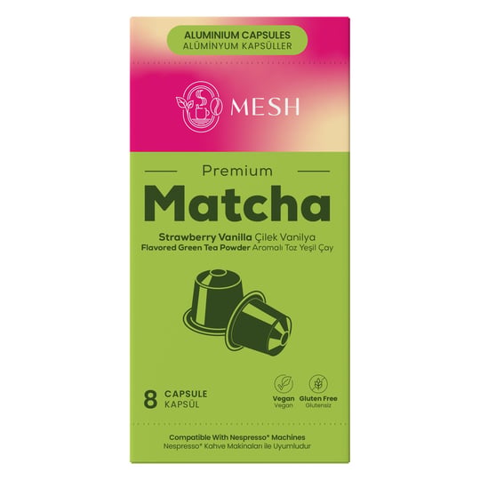 Nespresso Uyumlu Çilek Vanilya Aromalı Matcha Kapsül 8li - Premium Matcha Çayı