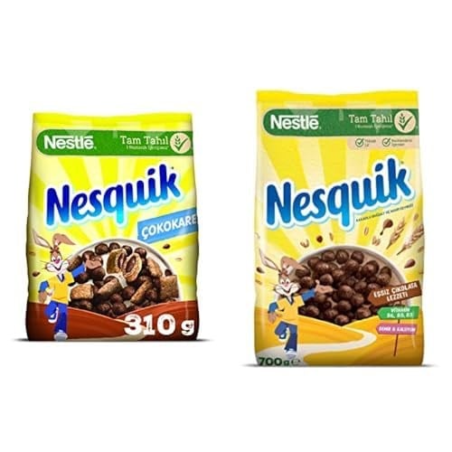 Nesquik Çokokare Çikolatalı Tahıl Gevreği, 310 g ve Nesquik Nestle Kakaolu Buğday ve Mısır Gevreği, 700 g