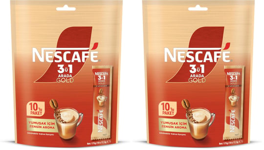 Nestle Nescafe 3ü1 Arada Gold Yumuşak 10lu Çoklu Paket 10x 17,5 g (2 paketi)