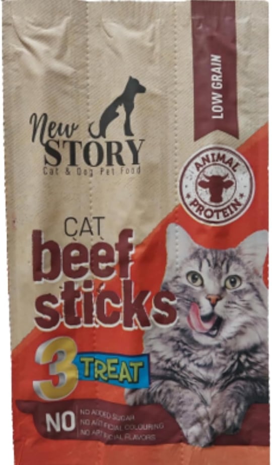 New Story Sığır Etli Stick Yumuşak Kedi Ödül Maması 3lü Paket 5 Gram x 3 Adet