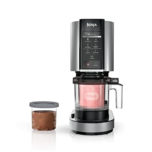 NINJA Creami NC301LAA Dondurma Makinesi Karışımları Smoothies Shakes Shakes Smoothies 7 Tek Dokunuşlu Programlar Kapaklı 2 Kap Kompakt Boyut Gümüş