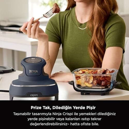 Ninja CRISPi 4-in-1 Taşınabilir Cam Hazneli Pişirme Sistemi - Blue FN101EUGY