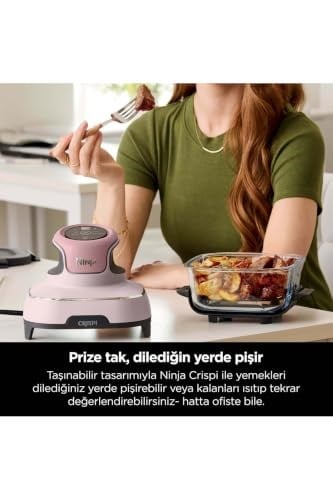Ninja CRISPi 4-in-1 Taşınabilir Cam Hazneli Pişirme Sistemi, Pembe