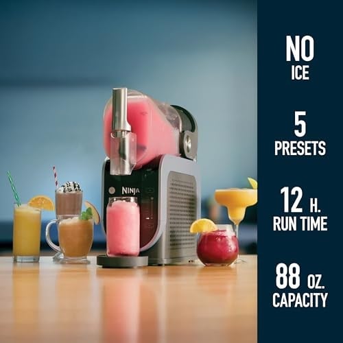 Ninja Slushi FS301 RapidChill Teknolojisine Sahip Profesyonel Yapıcı, 85 Oz İçecek ve Slushie Makinesi, 5 Önceden Ayarlanmış Program, Dondurulmuş Margarita, Frappés ve Daha Fazlası, Premium Vurgular,