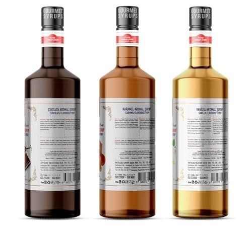 Nish Çikolata, Karamel, Vanilya Aromalı Şurup 3lü Set (3x700 ml)