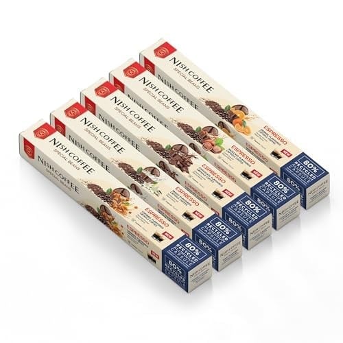 Nish Kahve Aromalı Kapsül Kahve 5li Set Karamel Vanilya Çikolata Fındık Portakal 50 Adet